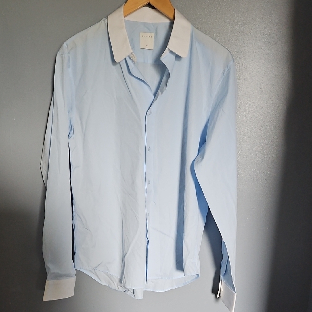 Sandro Light Blue Dress Shirt with White Collar - Picture 10 of 16